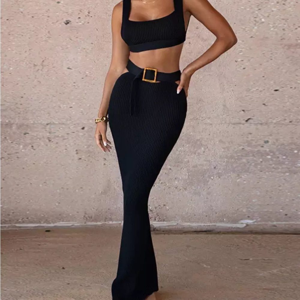 2 piece knit black set